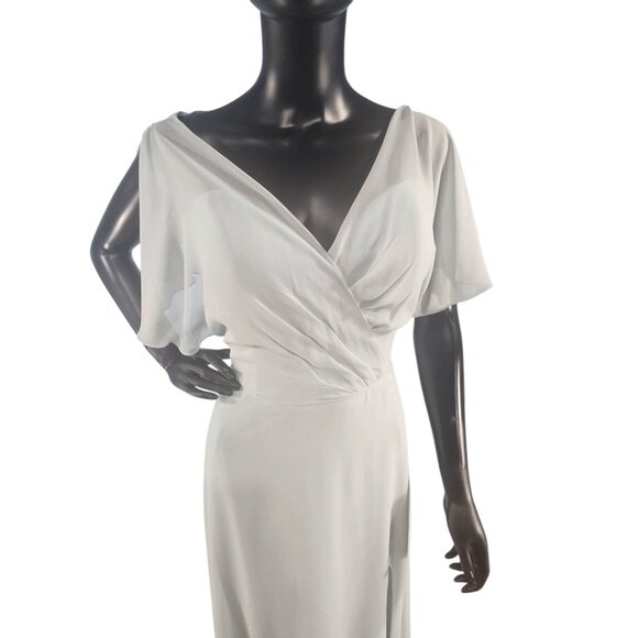 NWOT Seaglass Chiffon Flutter Sleeve A-Line Maxi Formal Dress - Mori Lee - Picture 3 of 11